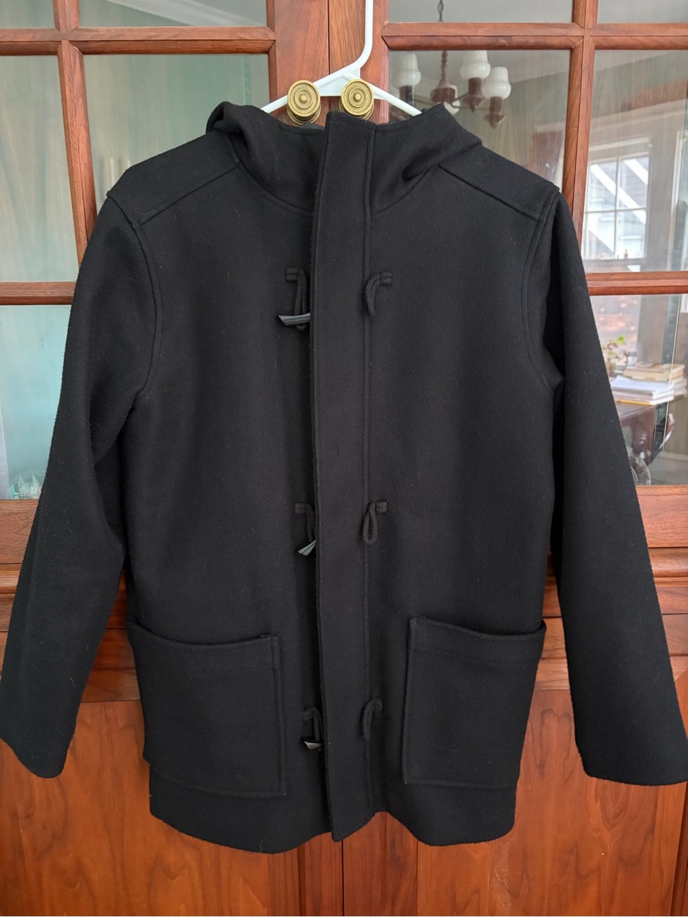 Boys Old Navy Black Hooded Peacoat 14/16